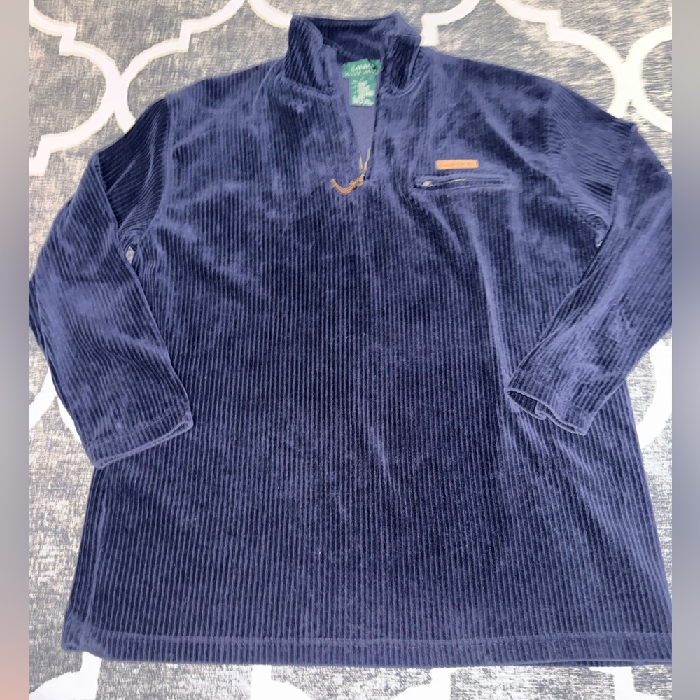 Lauren Ralph Lauren Sweater Womens large Blue Logo Ribbed Velour